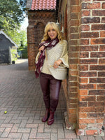 Antique Cream Diamond Pattern Shimmer Knit Chloe